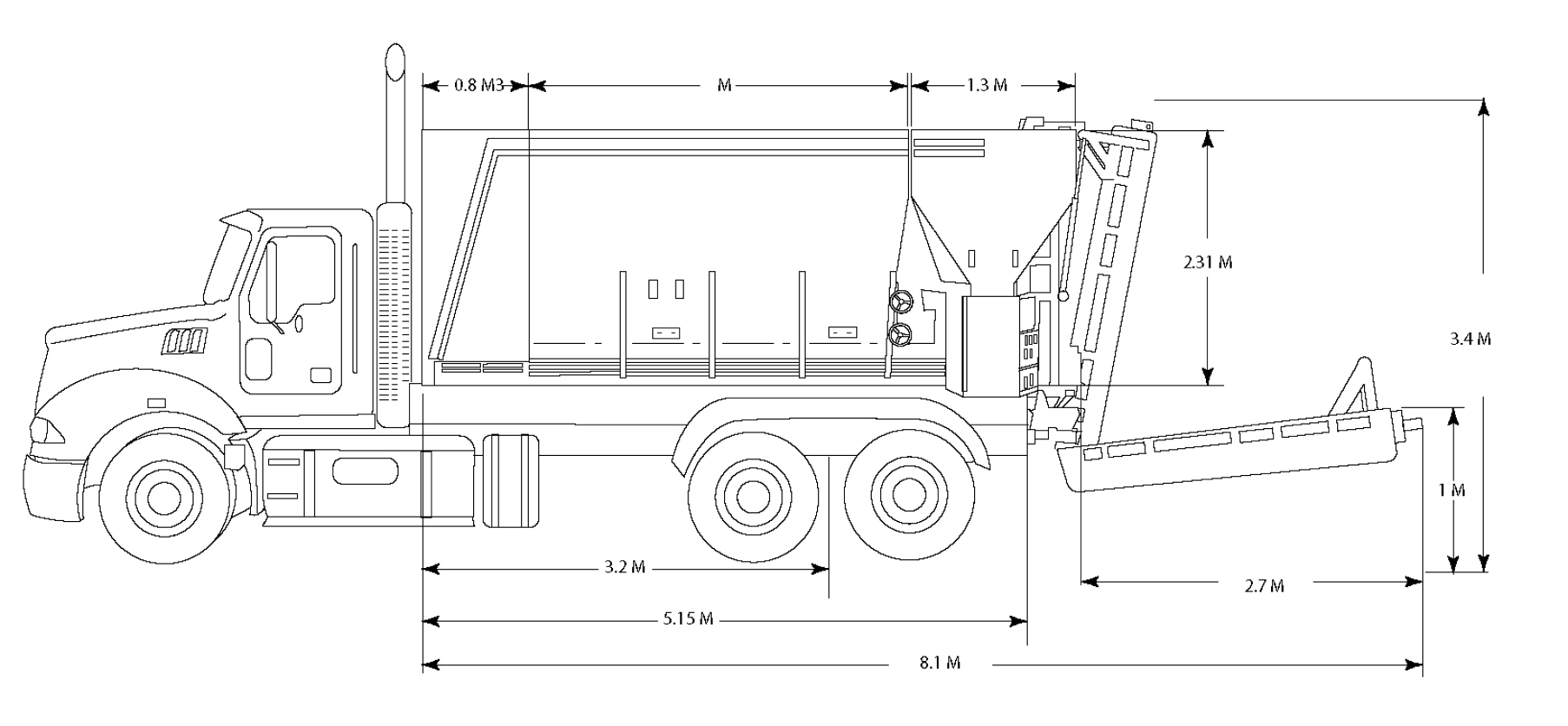 camion-1-dimensiones Planta Movil de Concreto
